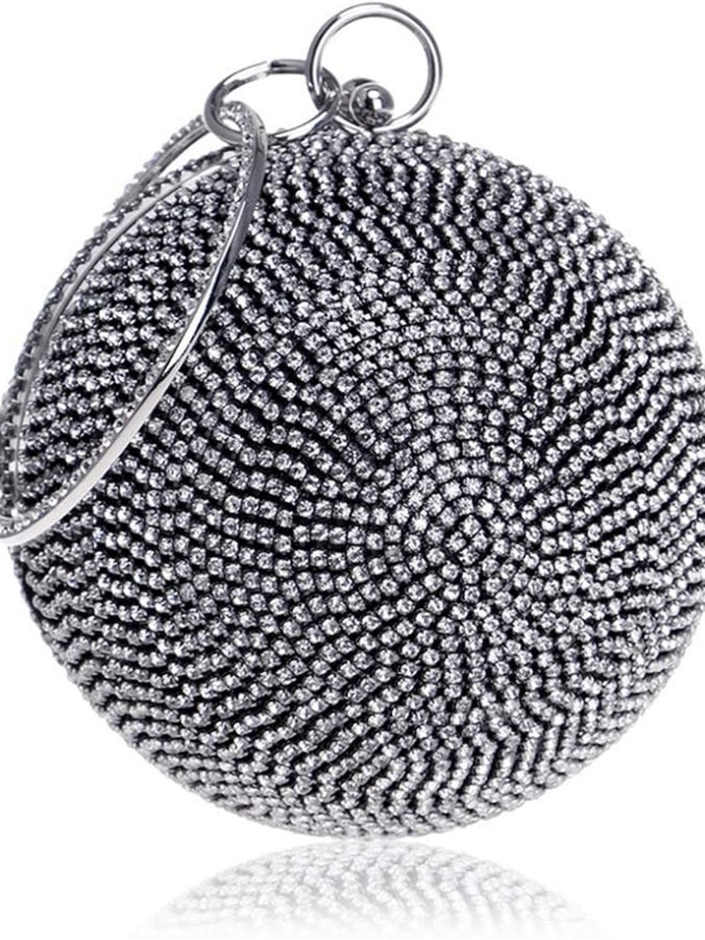 NWT Sparkling Bling Swarovski Crystal Rhinestone Round Ball Purse: Silve… - Picture 10 of 15